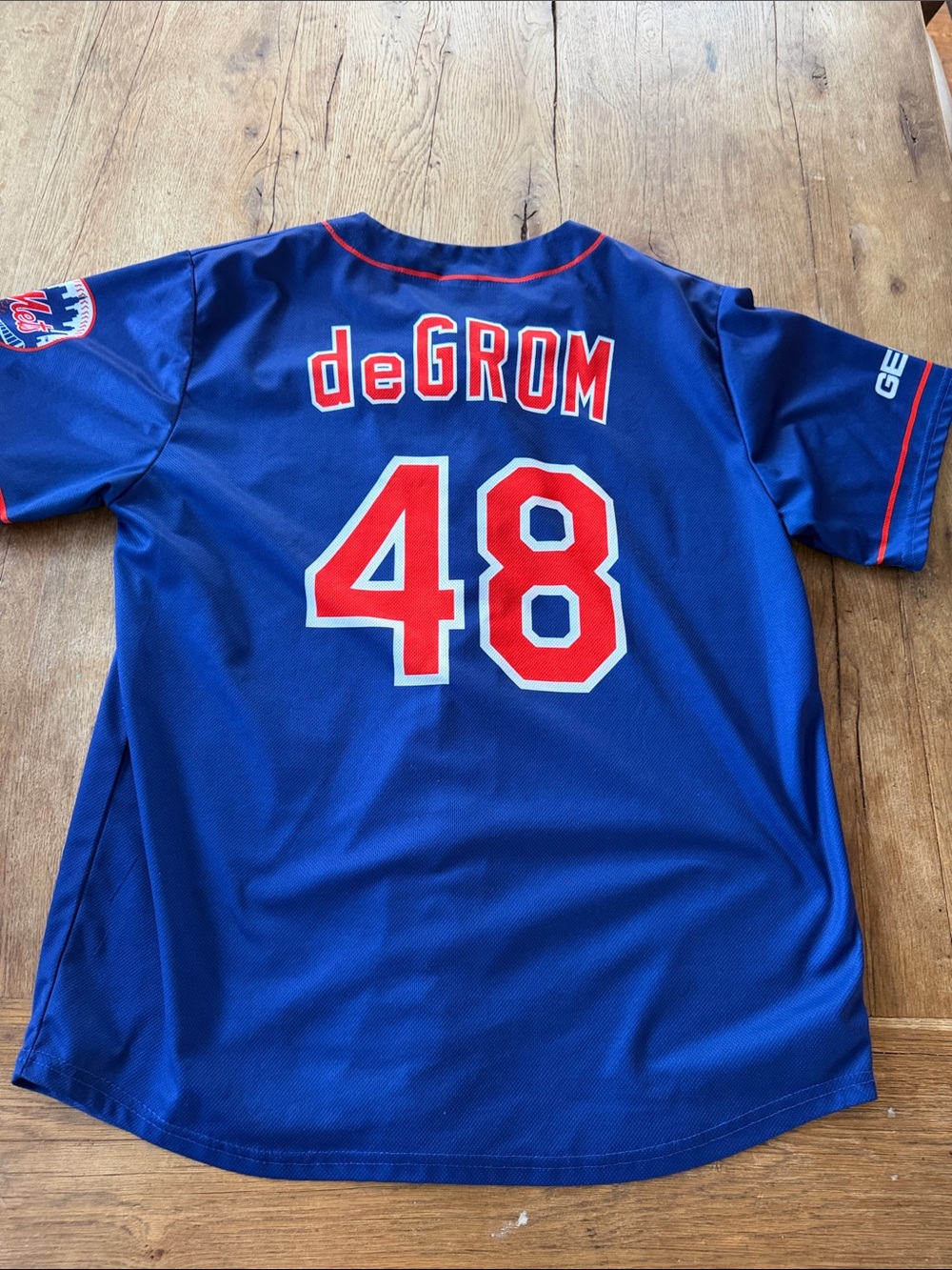 Mets deGROM #48 Blue and Red Baseball Jersey